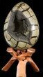 Septarian Dragon Egg Geode - Black Crystals #47477-1
